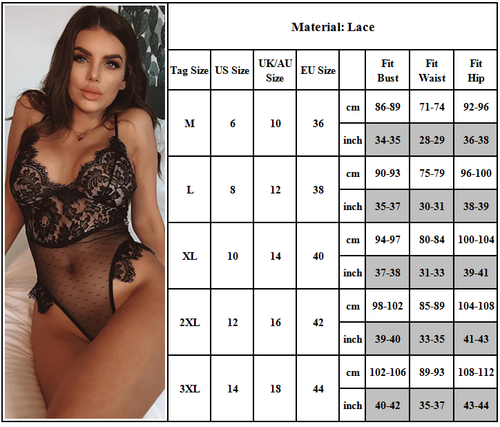 Women Sheer Lace Lingerie Teddy BabydollBodysuit Underwear Sleepwear Nightwearᶜ - Picture 11 of 27
