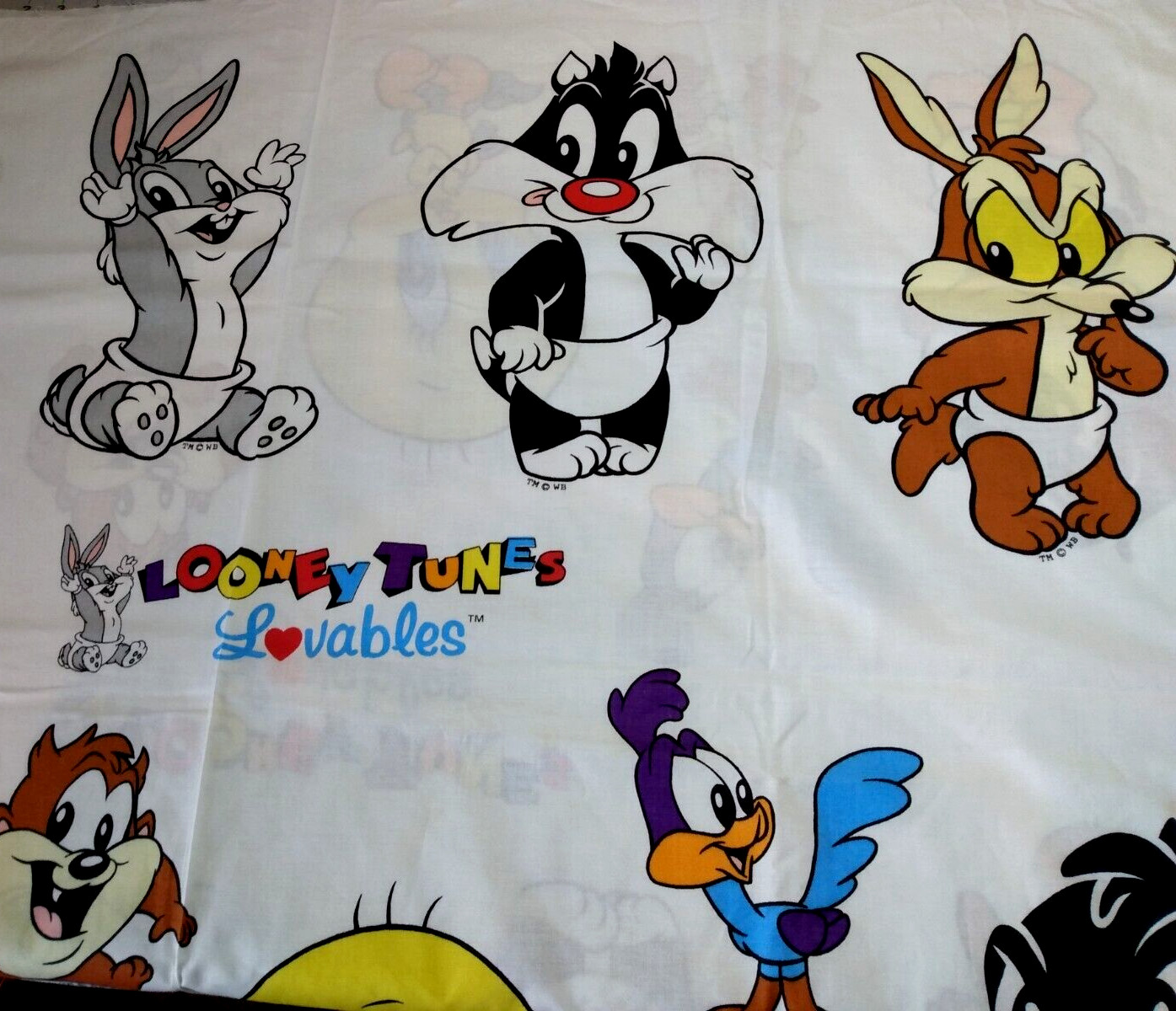 1994 Warner Brothers Looney Tunes Lovables Fabric Panel Applique 36" x 46"