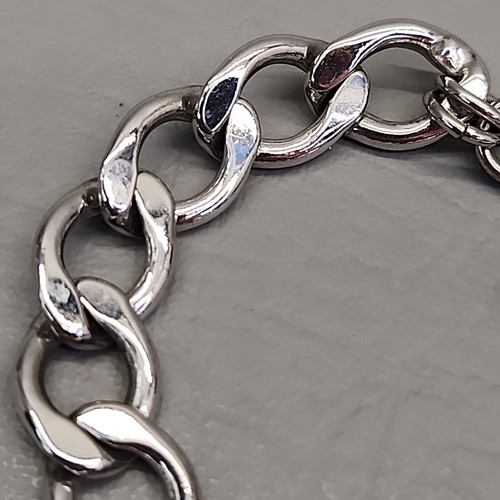 Pulsera de cadena Juicy Couture arco corazón cinta colgante tono plata bordillo 7" - Imagen 5 de 11