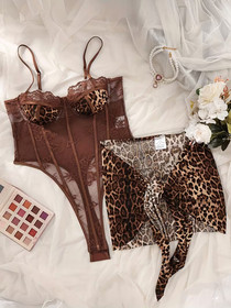 NEW Large. Grrrr Baby! 2-Piece Wild Sexy Leopard Bodycon Lingerie.