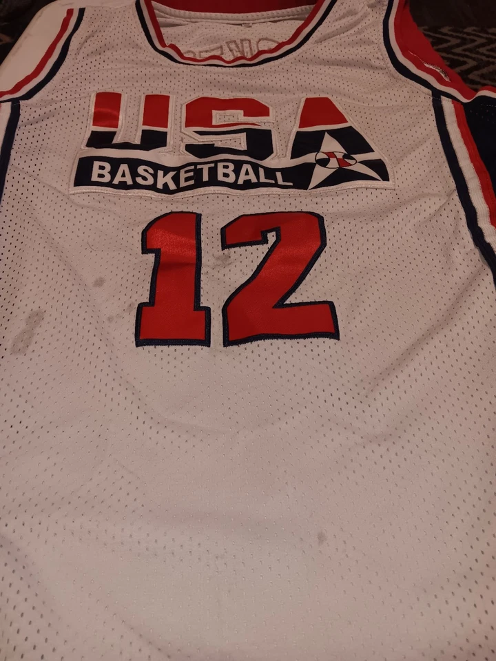Camiseta de práctica blanca de baloncesto de Estados Unidos (XL) John Stockton Foto 4 de 4