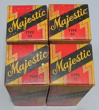 LOT OF 4 MAJESTIC G-53 POWER TRIODES - NOS/NIB - TESTED - GRIGSBY-GRUNOW TYPE 53