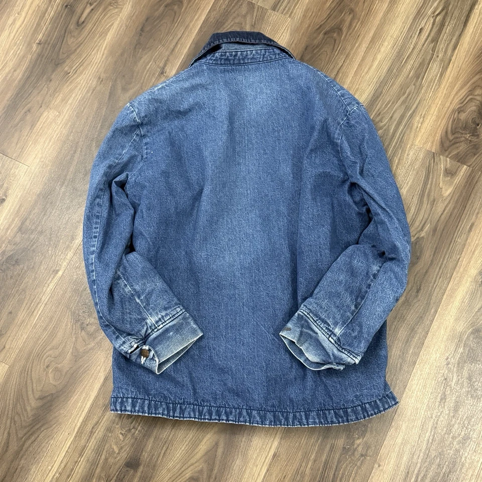 Antigo Casaco Jeans Wrangler Big Ben Masculino Extra Grande Azul Índigo Padrão Forrado Anos 70 - Imagem 2 de 4