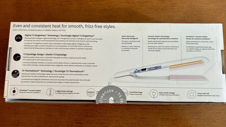 T3 SinglePass Professional 1" Ceramic Flat Iron Straightner Styler  Manuf. Refur - Image 3 of 4