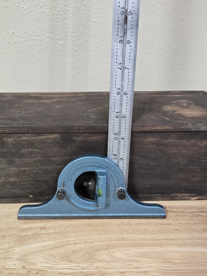 Vintage Machinist Protractor With Level & 24" Metal Ruler - Image 2 of 4