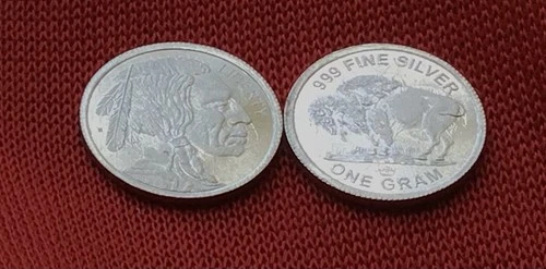 1 gram .999 pure silver Indian Head With Buffalo On Back!