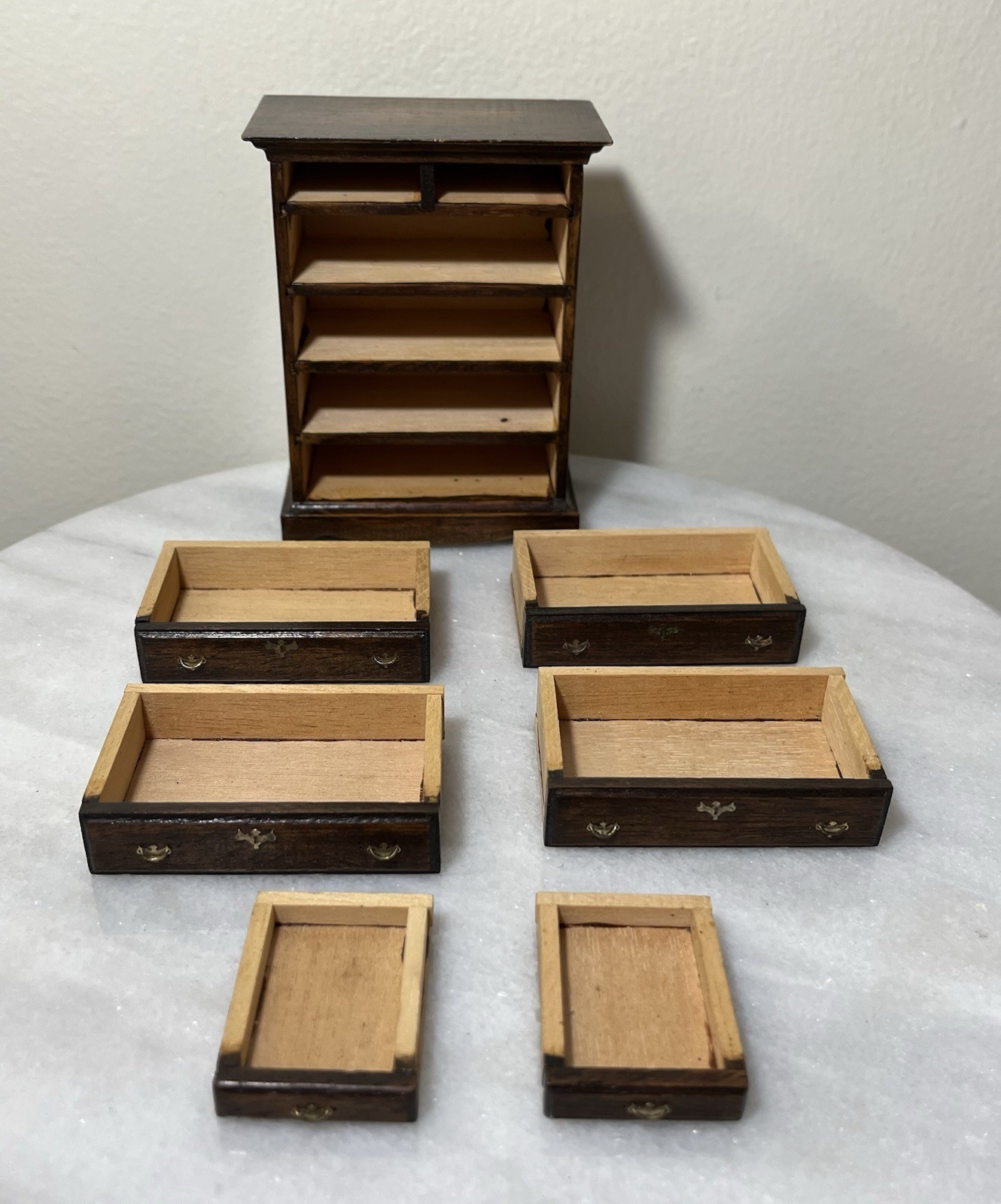 Vintage Artisan Dollhouse Chippendale Dresser Chest Of Drawers 1:12 Miniature