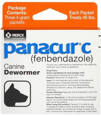 Panacur C 4 gram Canine Dewormer Treatment (3 packets) Exp. Date- 01/2027 NIP