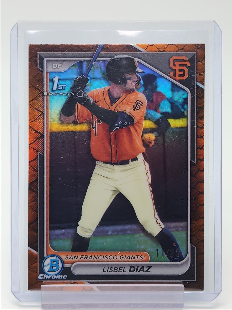 LISBEL DIAZ 2024 BOWMAN CHROME 1ST ORANGE REPTILIAN GIANTS /25 Q2754