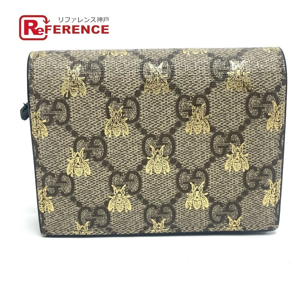 Gucci 508057 Gg Portefeuille Abeille Bifold Suprême Toile Beige Occasion