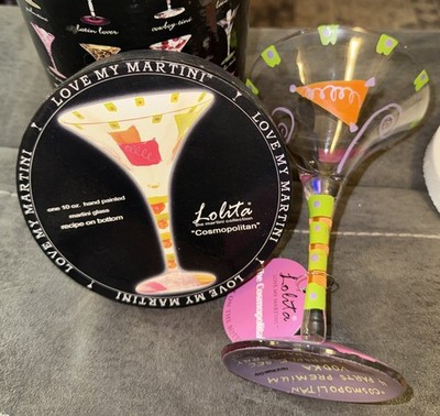 Lolita Love My Martini  the Cosmopolitan  Hand Painted Glass Recipe on Bottom 7 