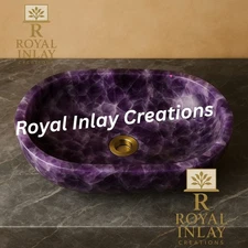 Highly Captivating Amethyst Stone Sink Bowl– Smooth Textured Luxury  Sink 18x12"