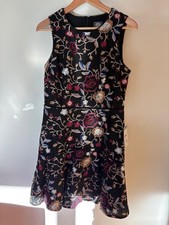 Vince Camuto Multicolor/Black Embroidered Fit and Flare Dress, Size 10, NWT