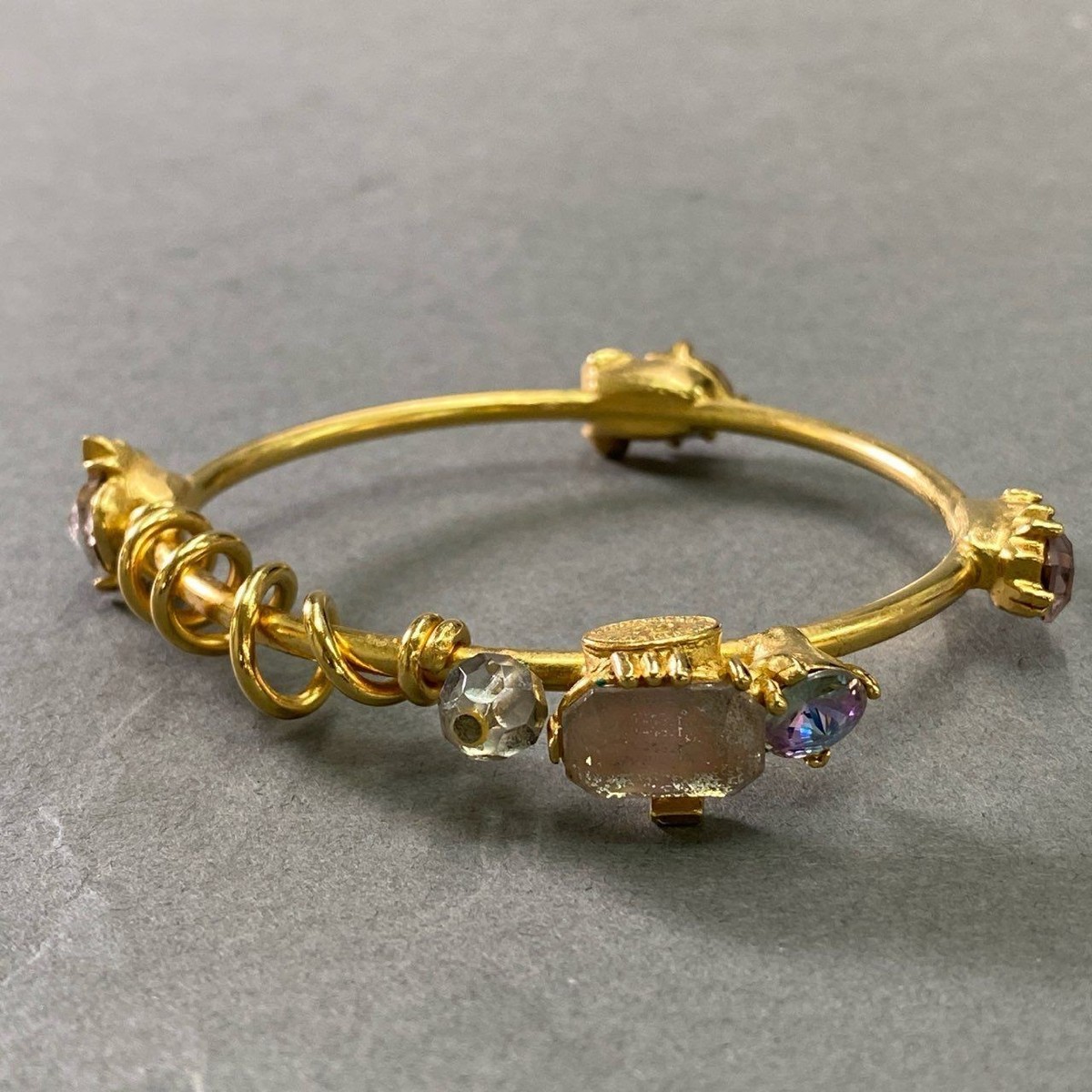 Christian Lacroix ラクロワ　ブレスレット Christian Lacroix Gold Stone Bangle Bracelet Women Used