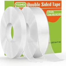 2 Sizes Heavy Duty Double Sided Nano Tape 400" – Clear, Removable, Wall & Post