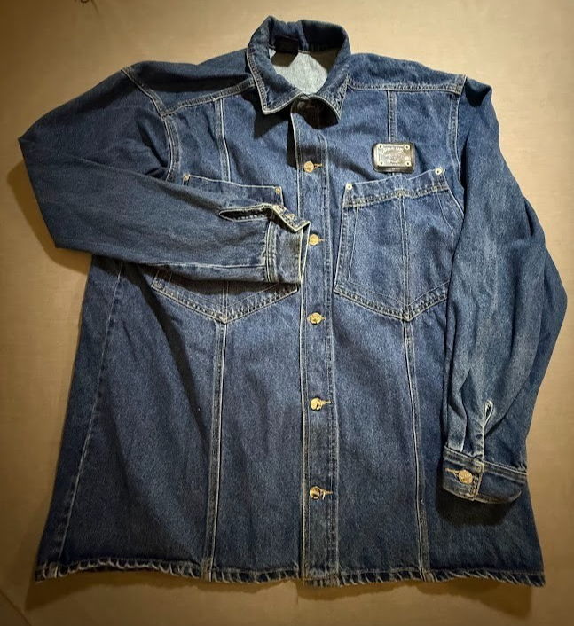 Karl Kani Jeans Trucker Jacket Adult XL Blue Denim Button Long Sleeve Coat