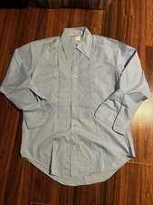 VTG 70s After Six Blue French Cuff Dress Wedding Tuxedo Shirt Men  s 16 - 32