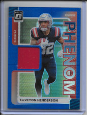 2025 Donruss Optic Football TreVeyon Henderson, Phenoms Blue Hyper Mem Patch