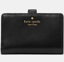 Kate Spade Madison Medium Bifold Wallet Black Leather KM624 NWT $199 Retail