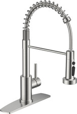 Kitchen Faucets with Sprayer, Brushed Nickel Stainless Steel Sink Faucet Single