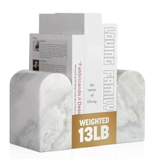 Koville African Natural Marble Bookends for Shelves, Non-Slip Book Ends, 13LB...