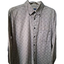 Vintage Towncraft Mens Medium Shirt Gray Button Up Long Sleeve Wrinkle Free