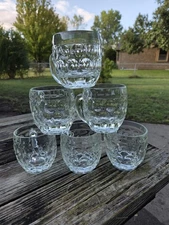 Casa Dimpled Glass Bar Mugs Clear Glass with Handles Heavy Set of 6 glasses