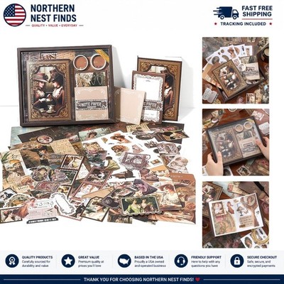 Aesthetic 346 Pc Scrapbook Kit with A6 Notebook & Washi Stickers   Gift Ready!