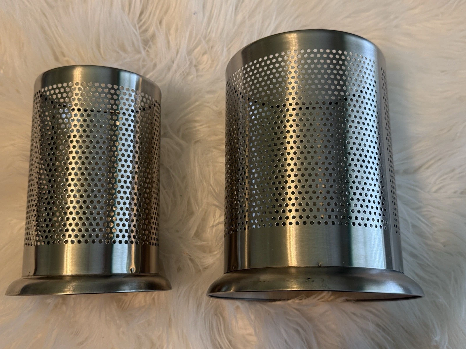 Set of 2 Stainless Steel Kitchen Utensil Holders Perforated Spoon Caddies