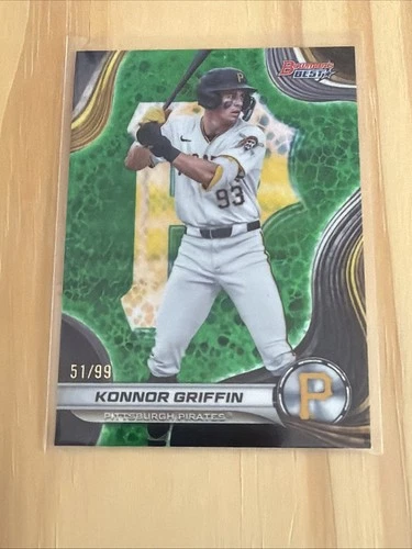 Konnor Griffin Prospects #/99 2024 Bowman's Best Green Refractor Card Pirates