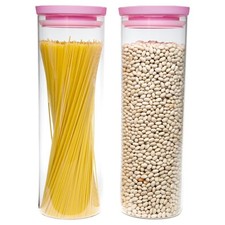 2-Piece Glass Food Storage Canister Set with Lids, Kitchen Containers for