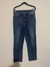 Judy Blue High Waist Straight Fit Jeans 11/30 Medium Wash Raw Hem Stretch