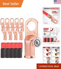 10 PCS Listed 8 AWG - 3/8" Battery Cable Lugs, Heat Shrink Ring Terminals En...