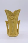 Vintage Yellow McCoy Art Deco Leaf and Berry pottery vase