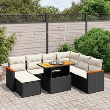 Vidaxl Gartenmöbel Sofa Garnitur Gartengarnitur Garten Sitzgruppe 8-tlg. Schwarz
