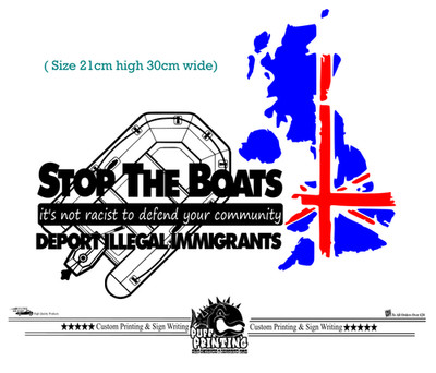 STOP THE BOATS Aufkleber Reform UK Großbritannien Französisch Haus Fenster Auto Van