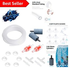 13 Feet Aquarium Airline Tubing Kit with Air Stones, Suction Cups, and Valves