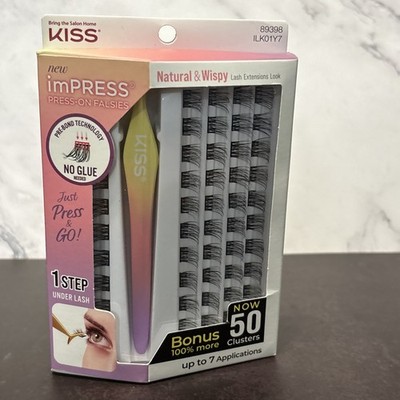 KISS Impress Press On Falsies Natural & Wispy 50 Clusters- 1 Step-ILK01Y7