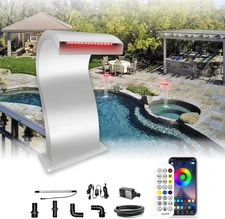 S-Shaped Waterfall Spillway Stainless Steel Swimming Pool Fountain, RF & APP Con
