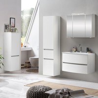 BadmöBel Komplett Set Matt Weiß Waschtisch Spiegelschrank Seitenschrank GäSte-Wc