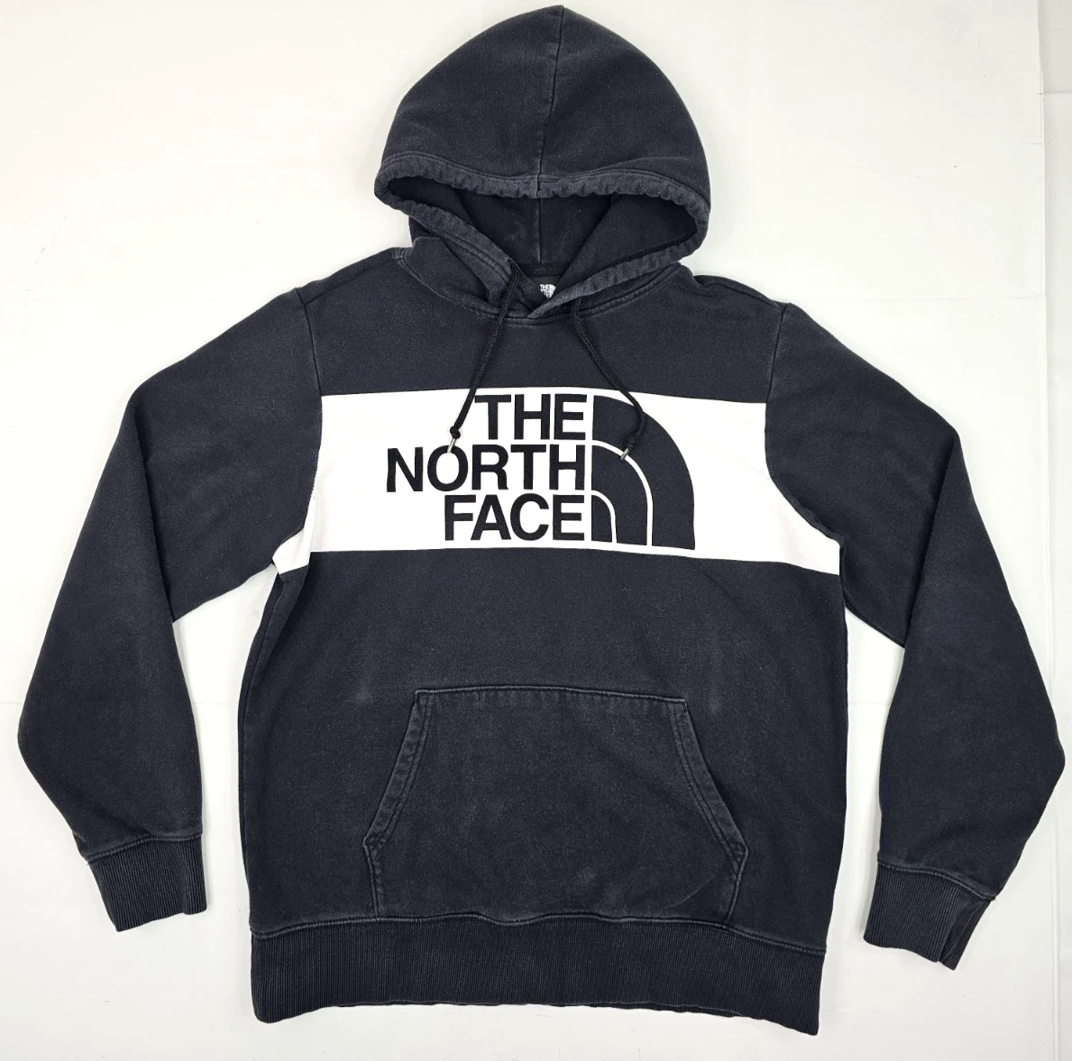 The North Face Pullover Hoodie Men L, Large Logo Spell Out Sweatshirt Black