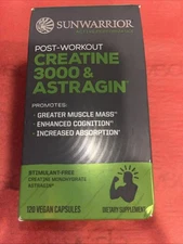 Sunwarrior Post-Workout Creatine 3000 & Astragin 120 Vegan Capsules 02/2027 Diet