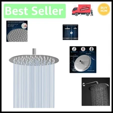 Touch Clean 10 Inch Rain Shower Head - Ultra-Thin & High Pressure Brushed Nickel