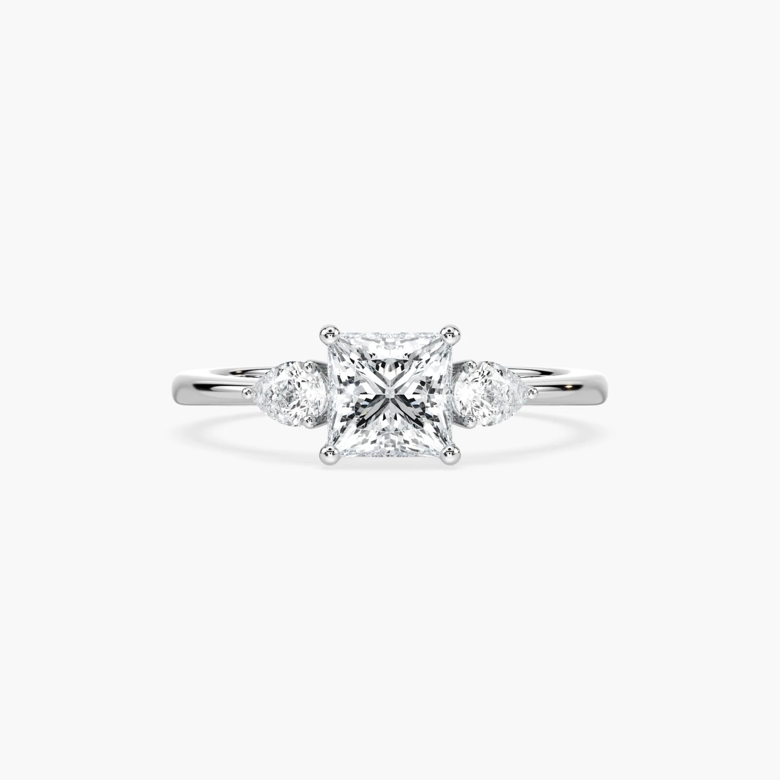 Princess cut vs1 1.25 ct solid 14k white gold igi lab grown diamond wedding ring image-1