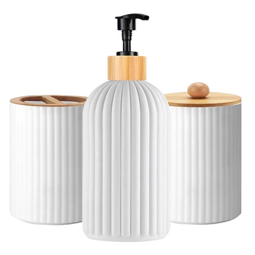 Contenitore da banco bagno dispenser sapone manuale palline di cotone contenitore - Foto 9 di 20