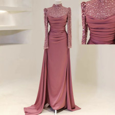 Muslim Islam Long Sleeve Wedding Dresses Luxury Beaded High Neck Bridal Gowns