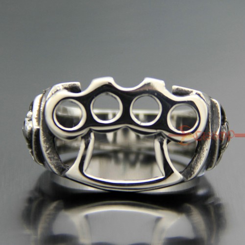 Mens Brass Knuckles Dusters Skull 316L Stainless Steel Biker Ring knuckledusters eBay