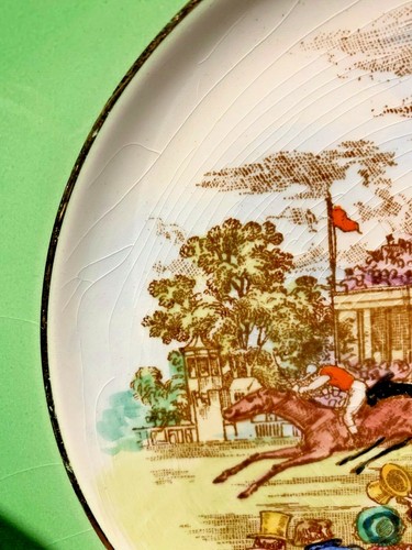 Royal Winton Grimwades English Horse Racing Scene Square Porcelain Plate - Picture 3 of 11