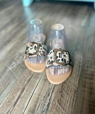 Leopard Print Slide Sandals with Buckle in Women's Size 5.5 Brand New