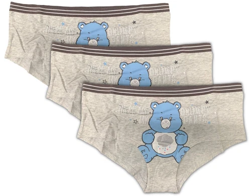 Ladies Briefs, Pack of 3 Character Print Knickers Shorts, Grey Cotton Underwear